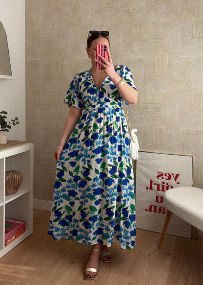 Robe longue bleu/vert- EMMA