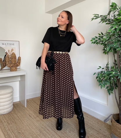 Jupe longue marron - NOISETTE