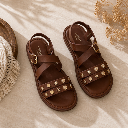 Sandales multi-brides marron