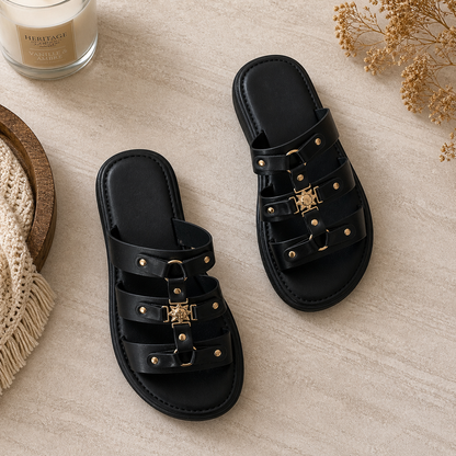 Mules multi-brides noires