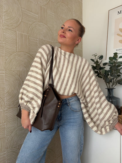Pull rayé beige - ALIX