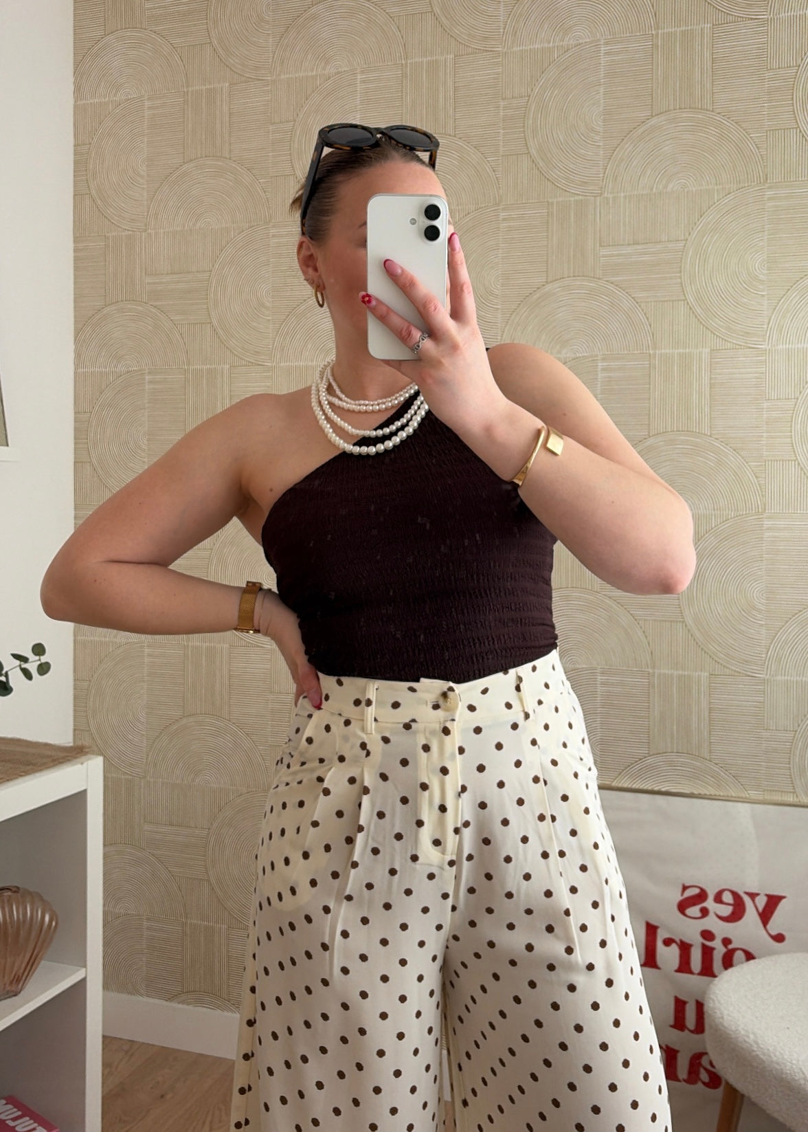 Pantalon beige/choco - POIS