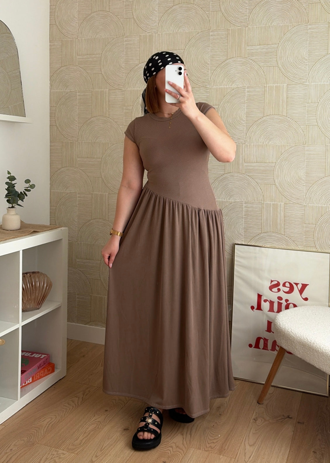 Robe longue taupe - HARMONY