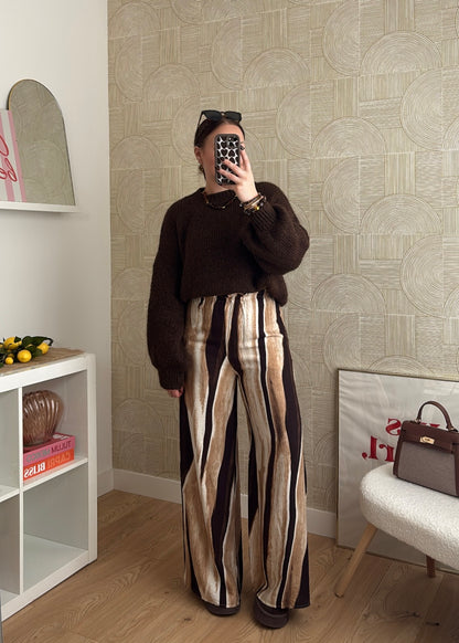 Pantalon rayé - LATTE