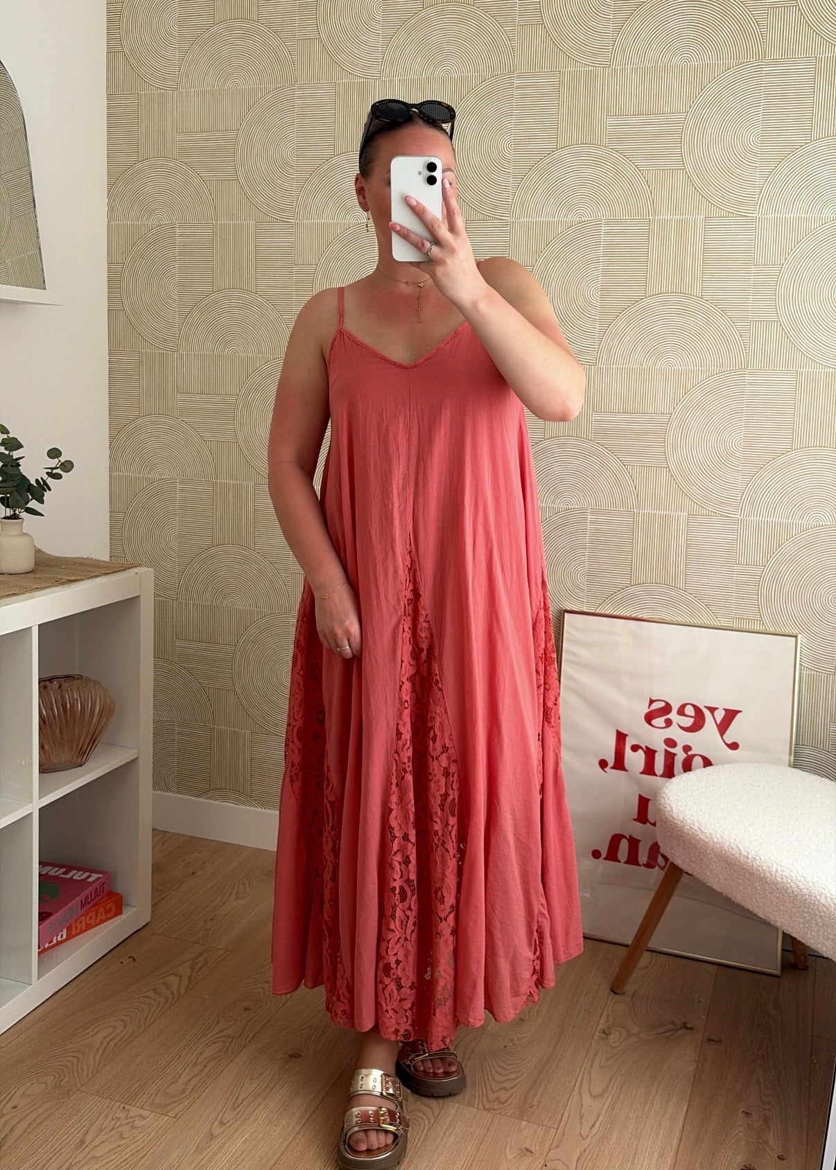 Robe dentelle saumon - CALIPSO