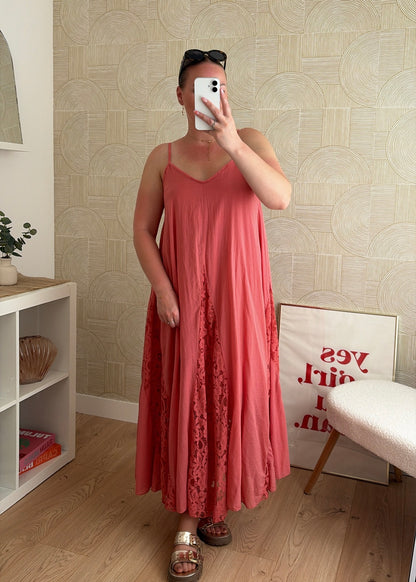 Robe dentelle saumon - CALIPSO