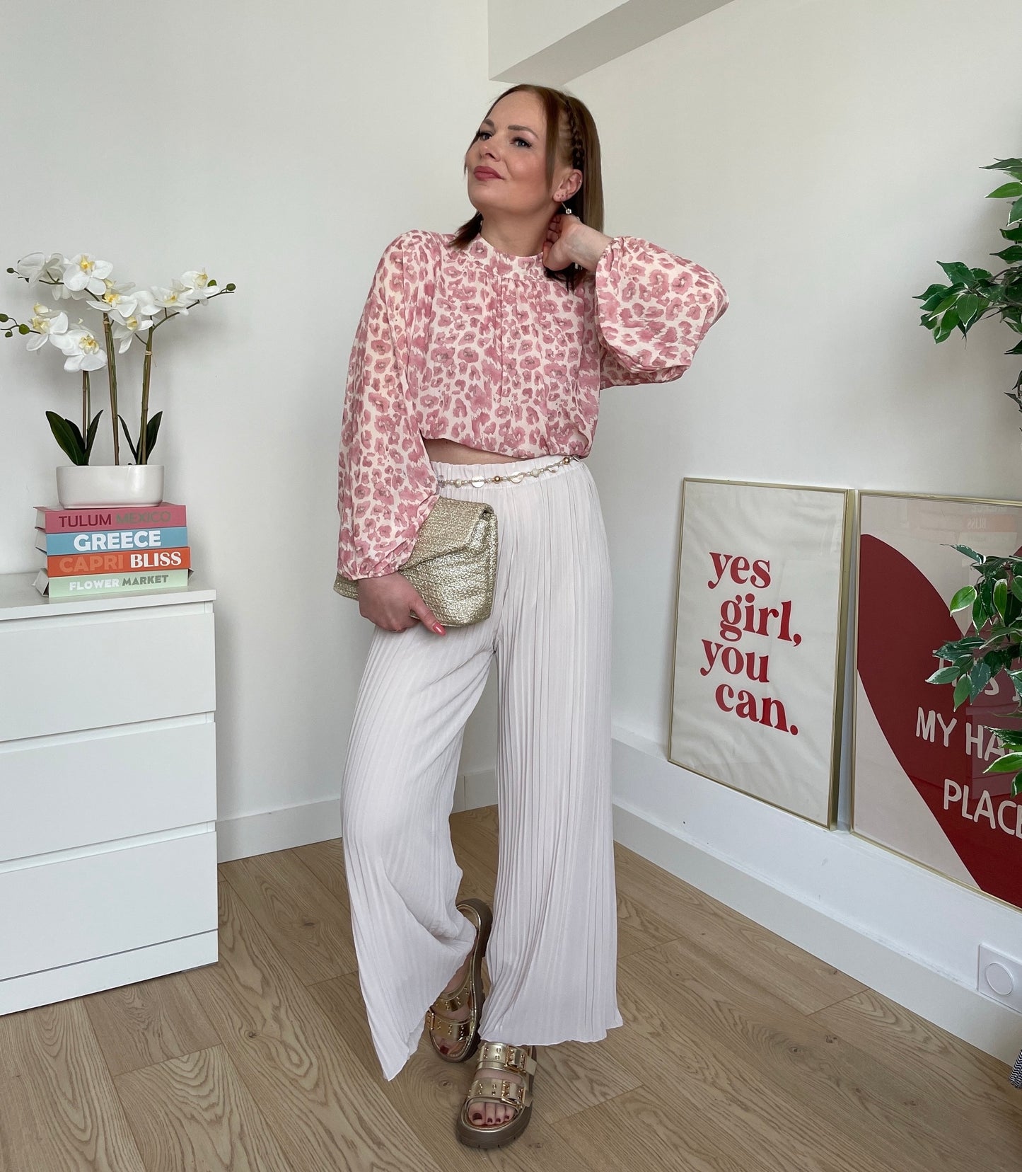 Pantalon plissé beige LYNE