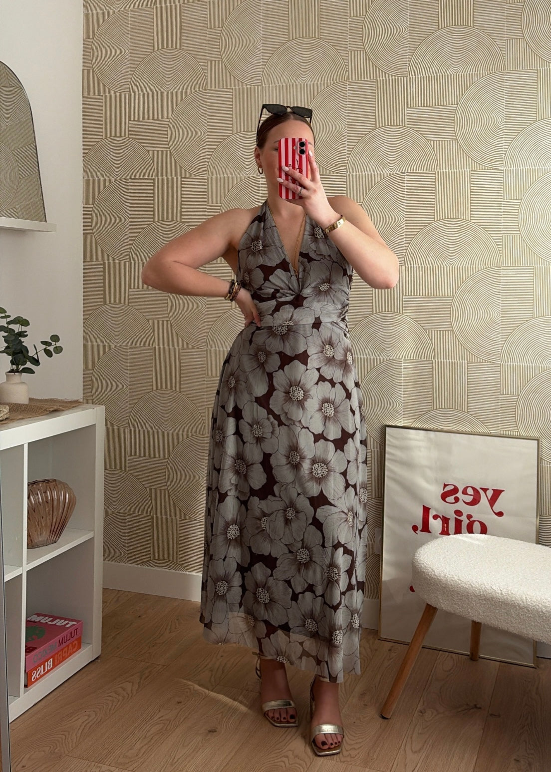 Robe longue marron - FLOWERS