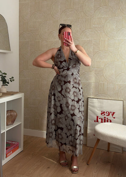 Robe longue marron - FLOWERS