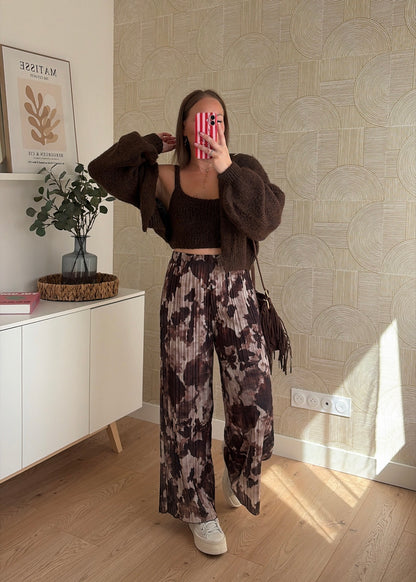 Pantalon plissé choco - LEELOO