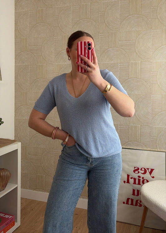 Top bleu ciel- LUREX