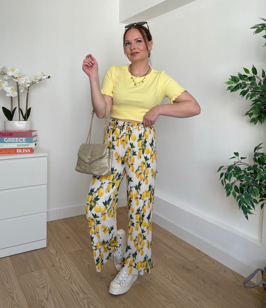 Pantalon plissé à motifs CITRON