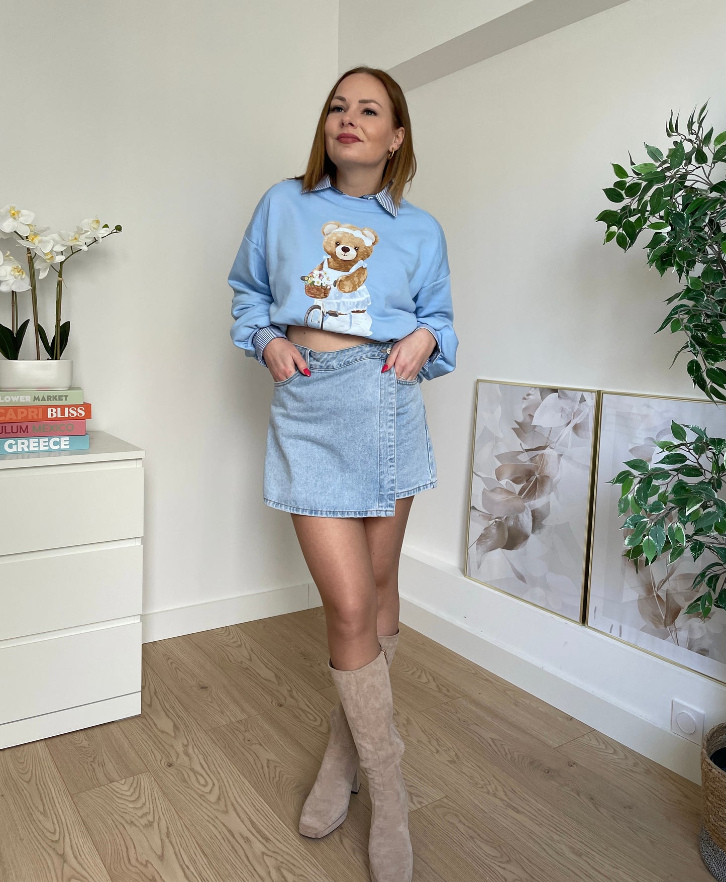 Sweat-shirt bleu ciel TEDDY