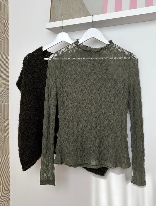 Top en dentelle kaki - GOLDEN