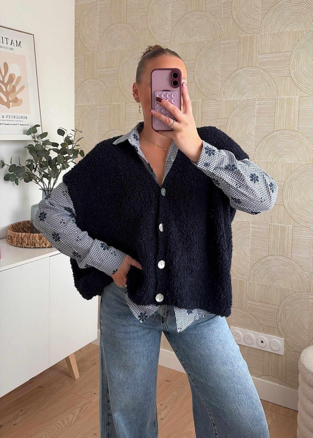 Gilet bouclette bordeaux - JOY