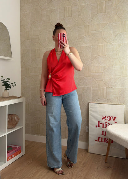 Top drapé rouge - BIJOU
