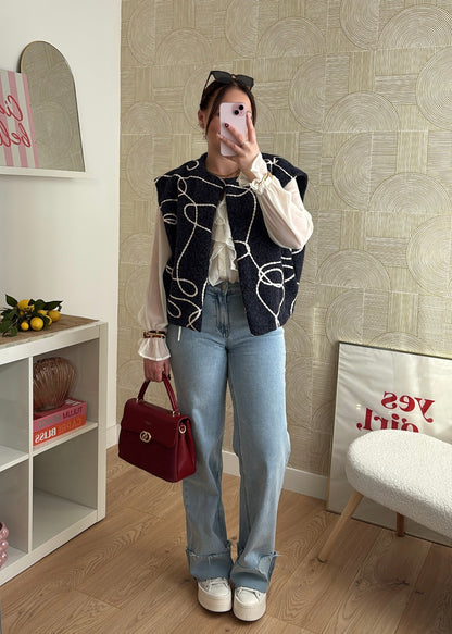 Gilet brodé navy - SKIPPY