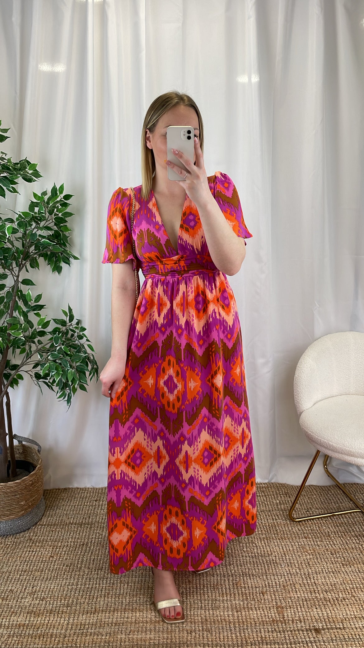 Robe longue SUNNY - Orange & Rose