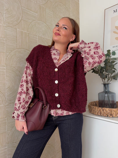 Gilet bouclette bordeaux - JOY