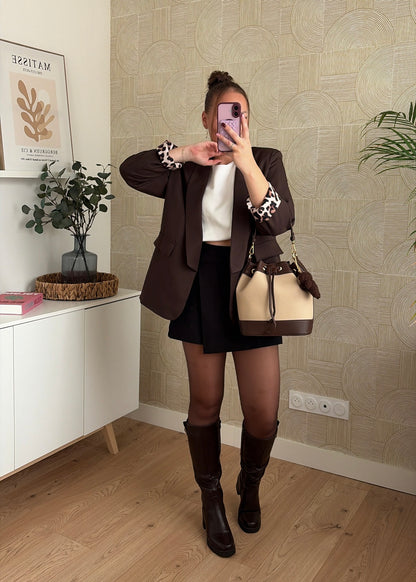 Blazer choco à revers - LEO
