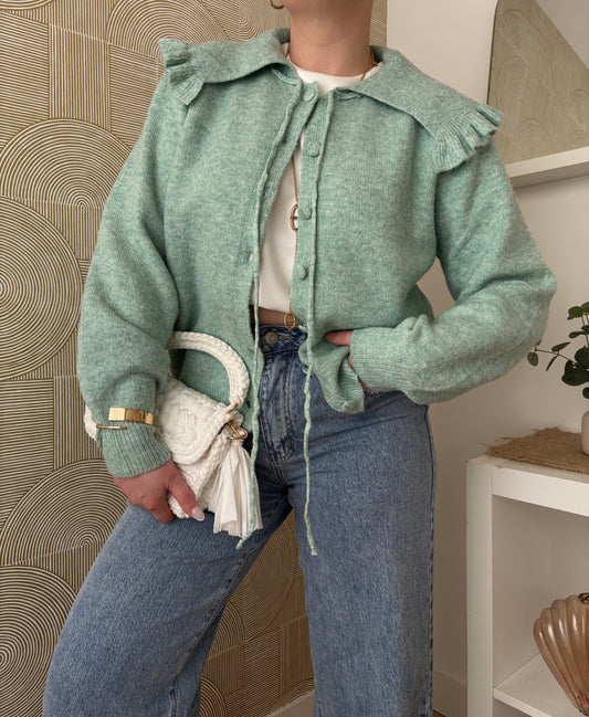 Gilet maille vert d'eau - CLAUDIA