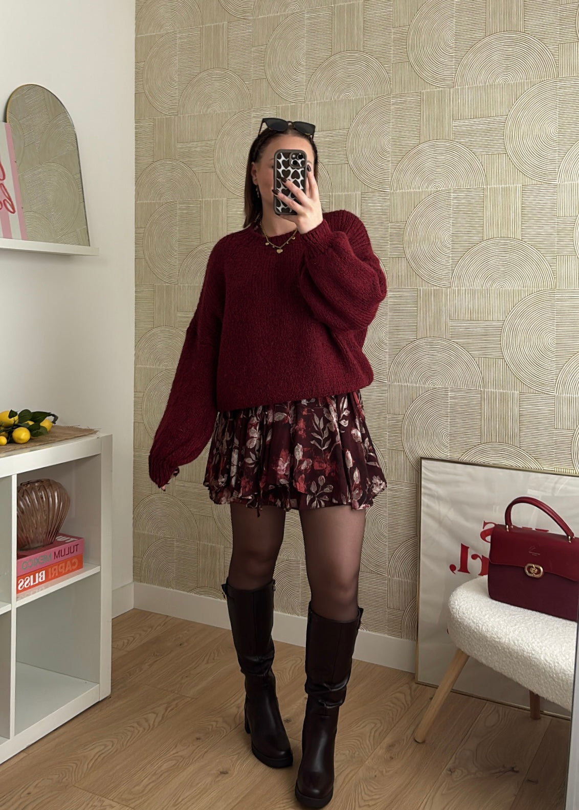 Robe florale bordeaux - LYDIA