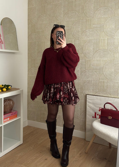 Robe florale bordeaux - LYDIA