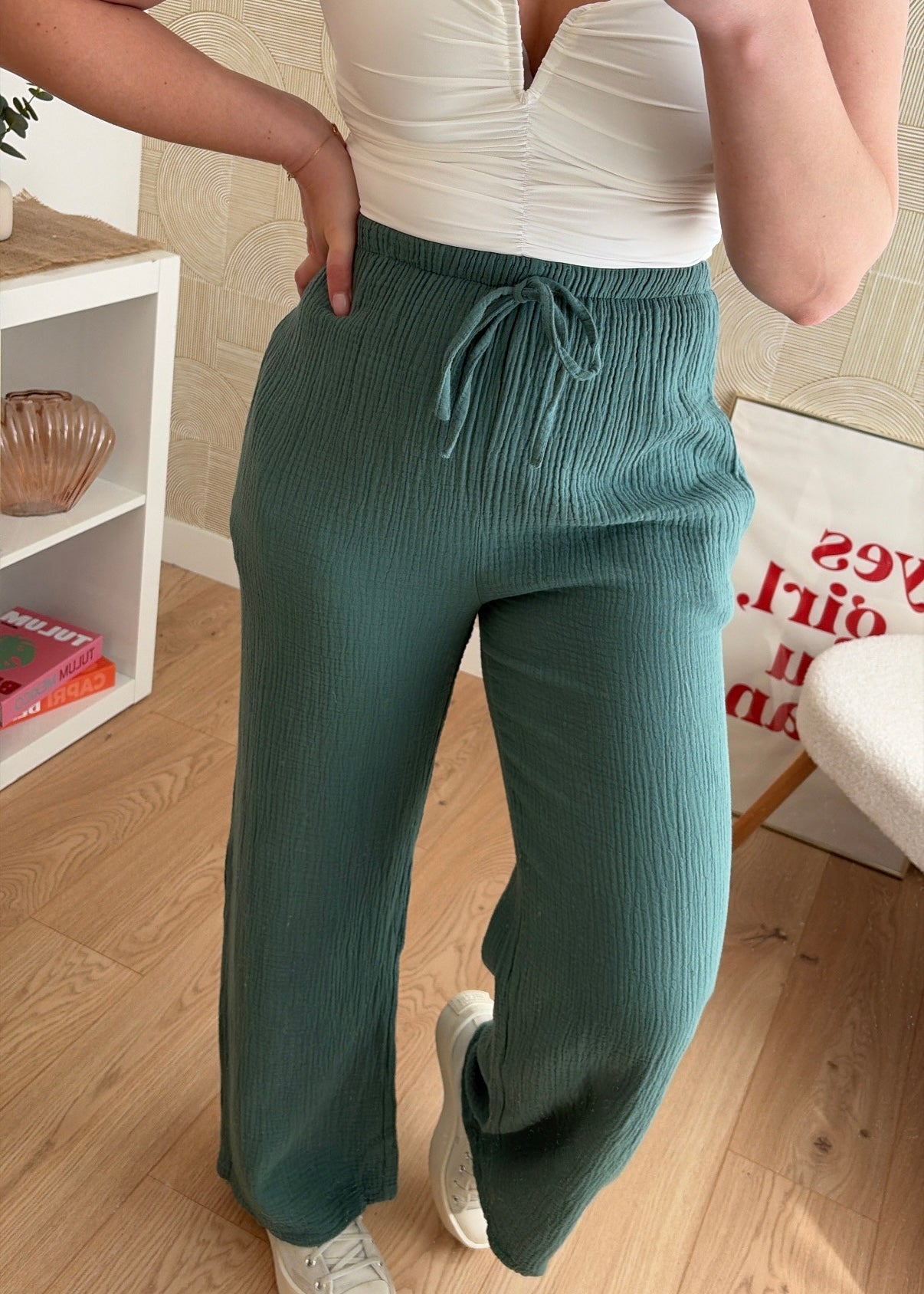 Pantalon céladon - GAZE DE COTON