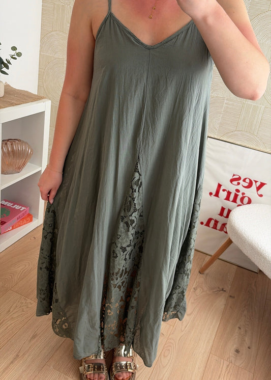 Robe dentelle kaki - CALIPSO