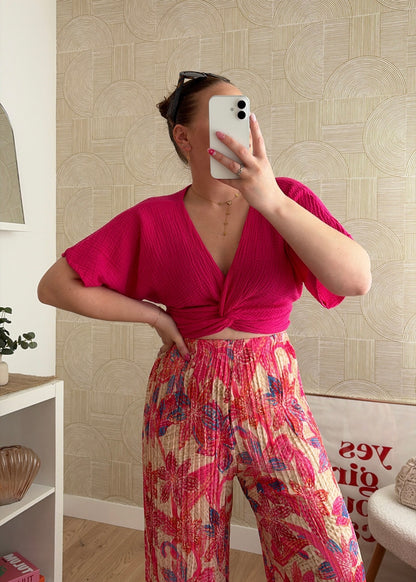 Pantalon plissé fuchsia - BAHIA