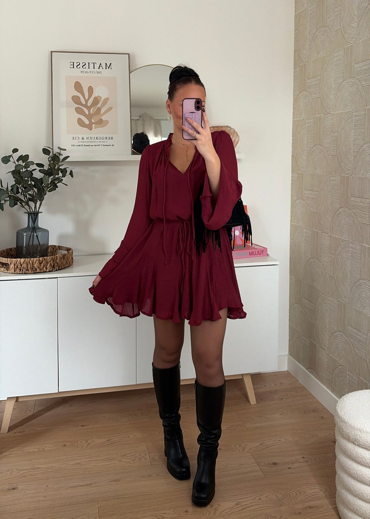 Robe courte bordeaux - CHLÉA
