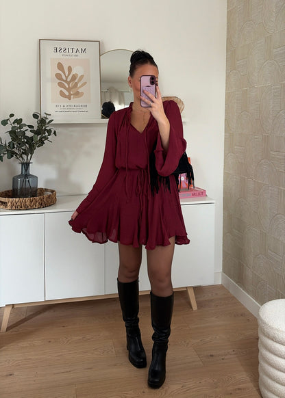 Robe courte bordeaux - CHLÉA