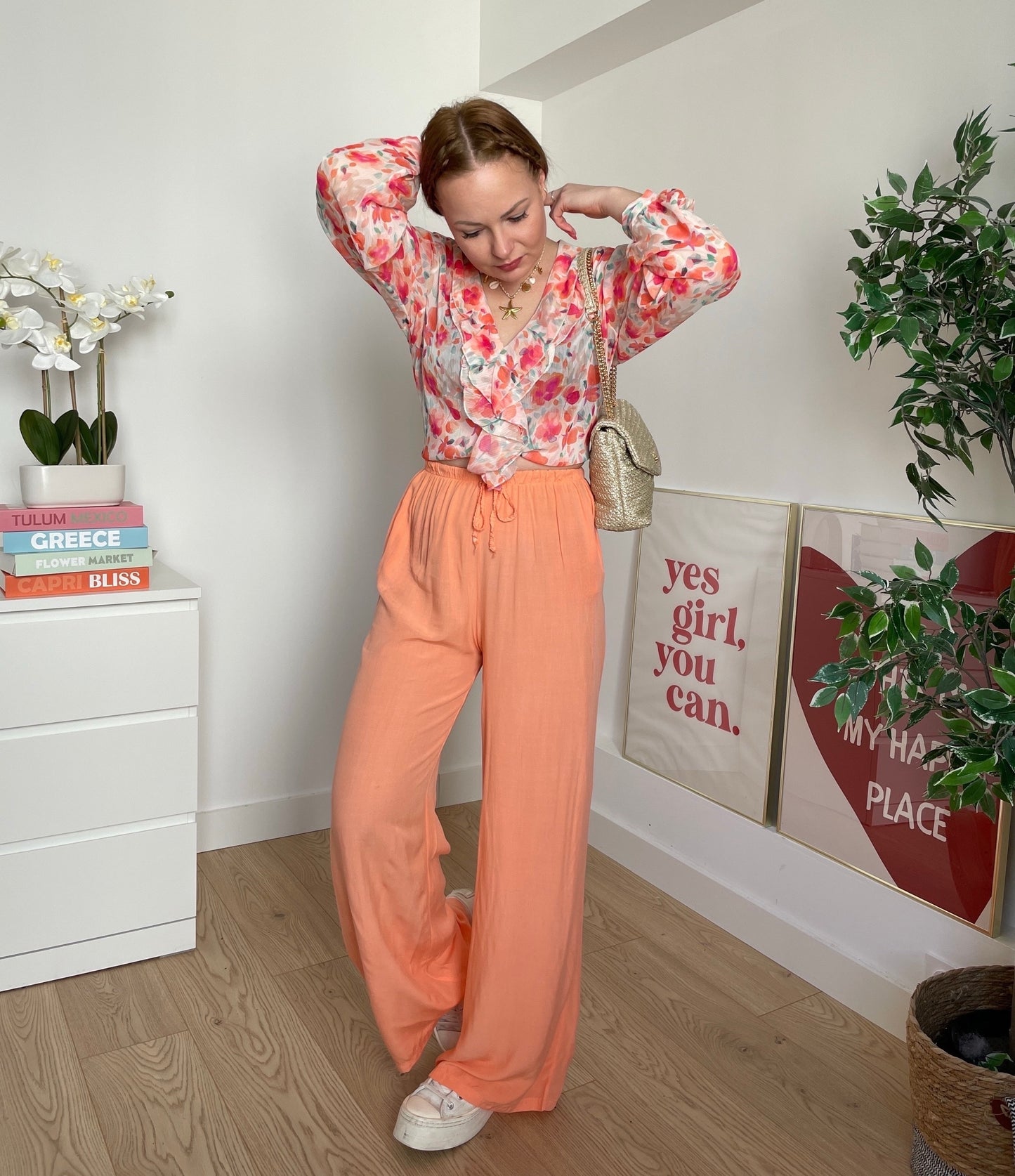Pantalon fluide saumon CLAIRE