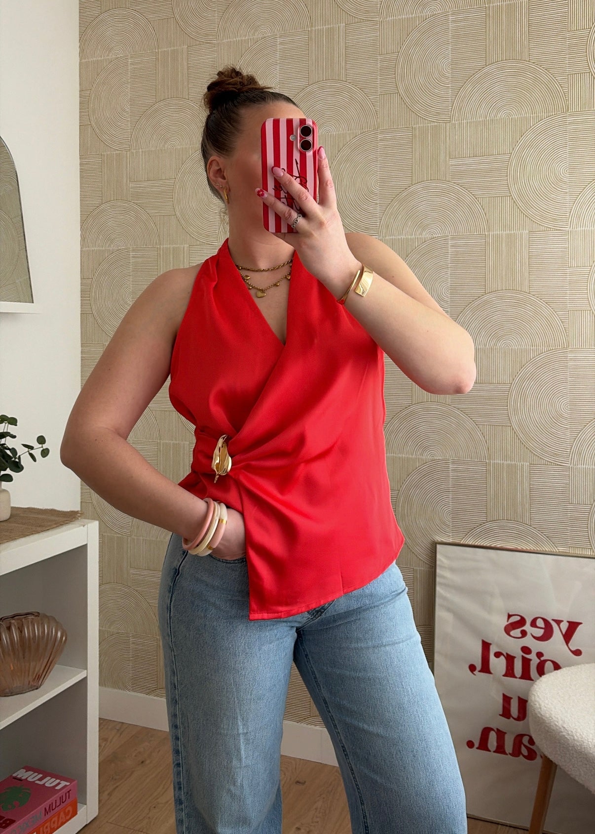 Top drapé rouge - BIJOU