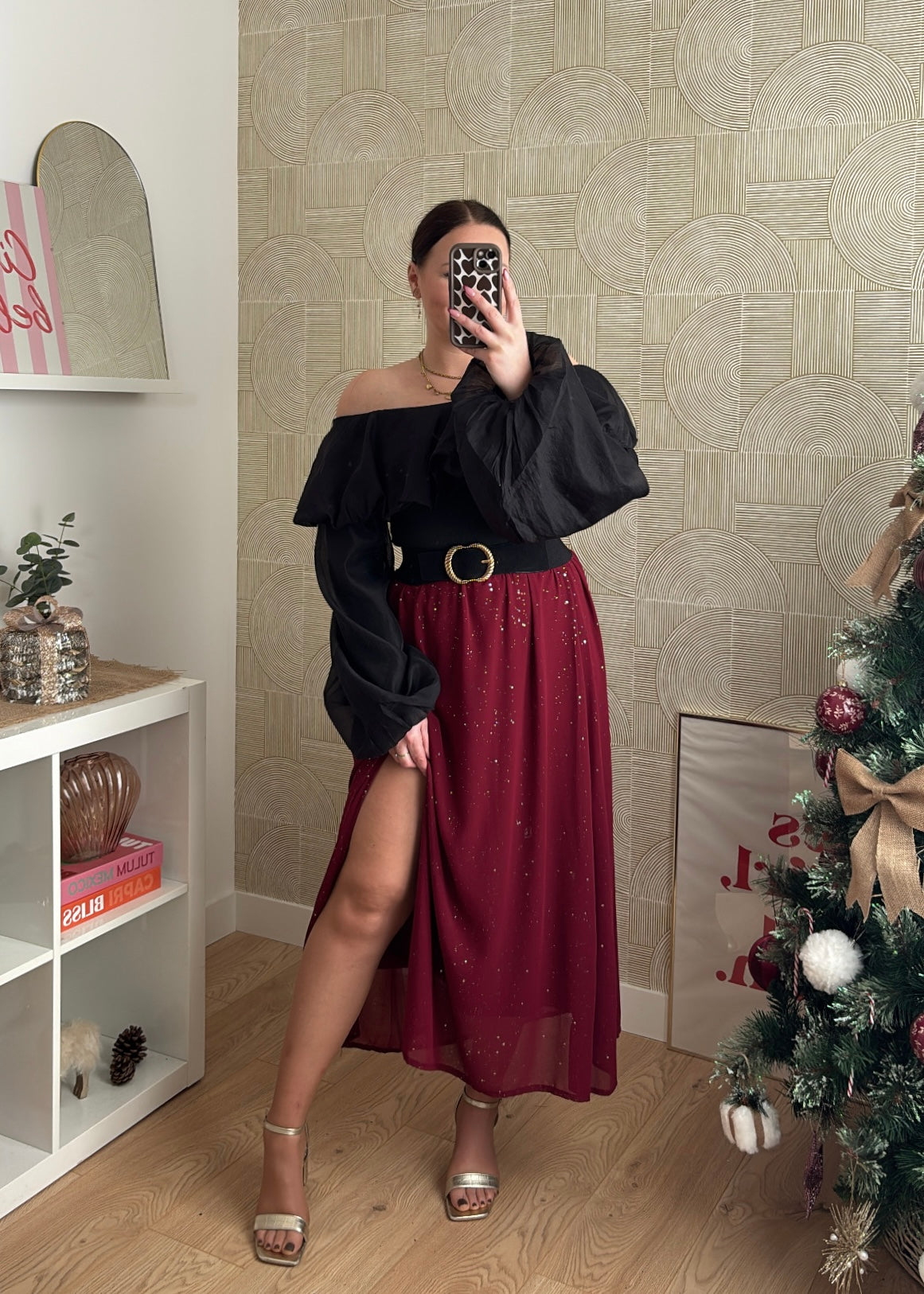 Jupe longue bordeaux "DIAMOND"