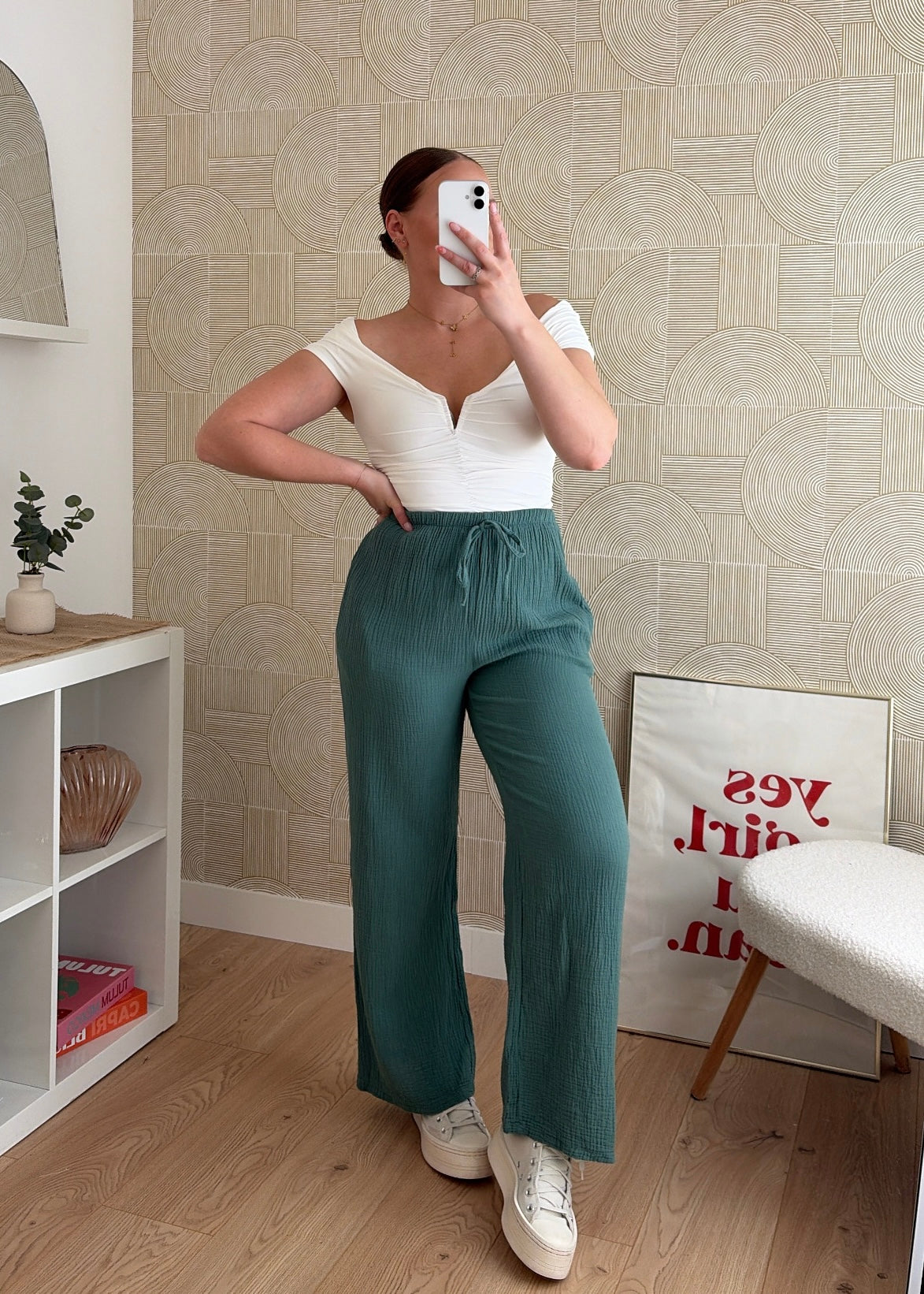 Pantalon céladon - GAZE DE COTON