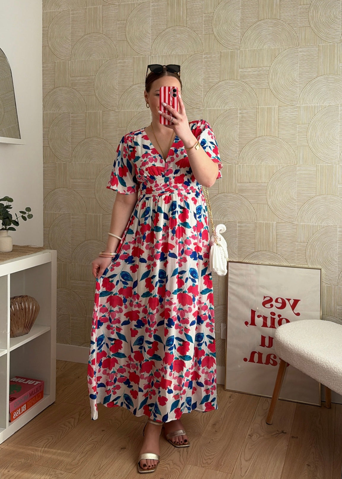 Robe longue rose/bleu- EMMA