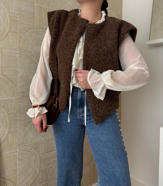 Gilet feutrine chocolat - OLIVIA