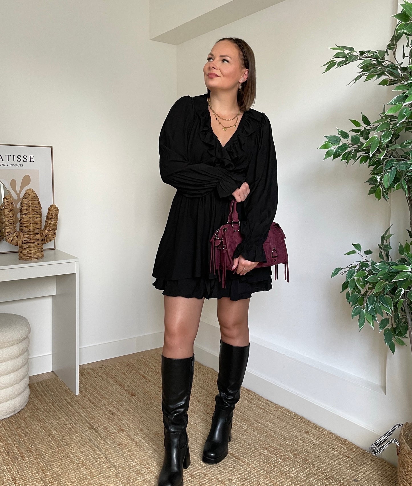 Robe courte unie - BLACK