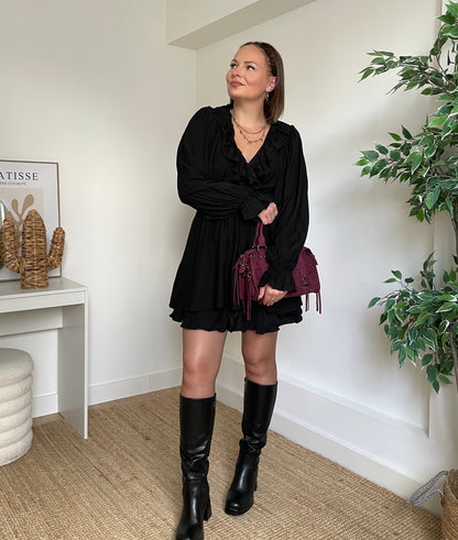 Robe courte unie - BLACK