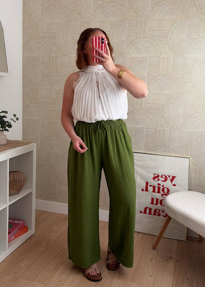 Pantalon olive - GAZE DE COTON