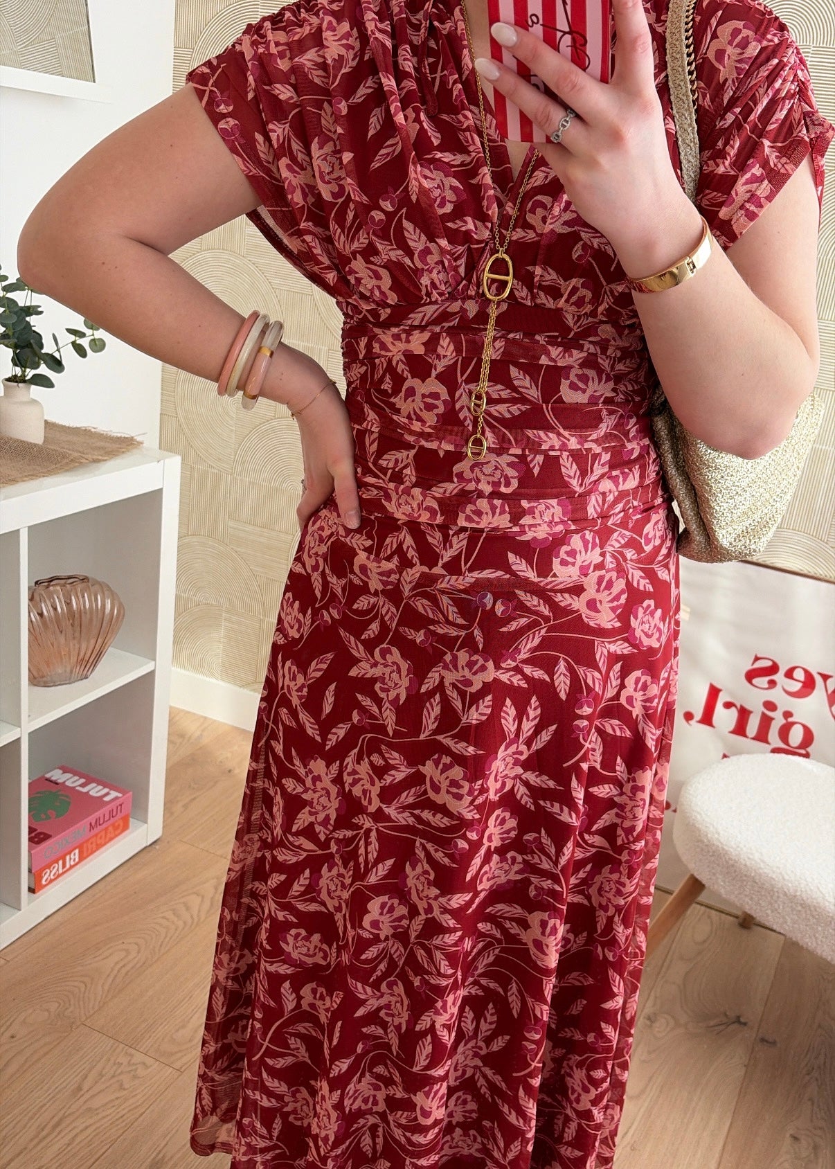 Robe drapée longue - TERRACOTTA