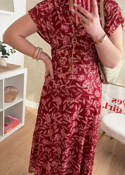 Robe drapée longue - TERRACOTTA