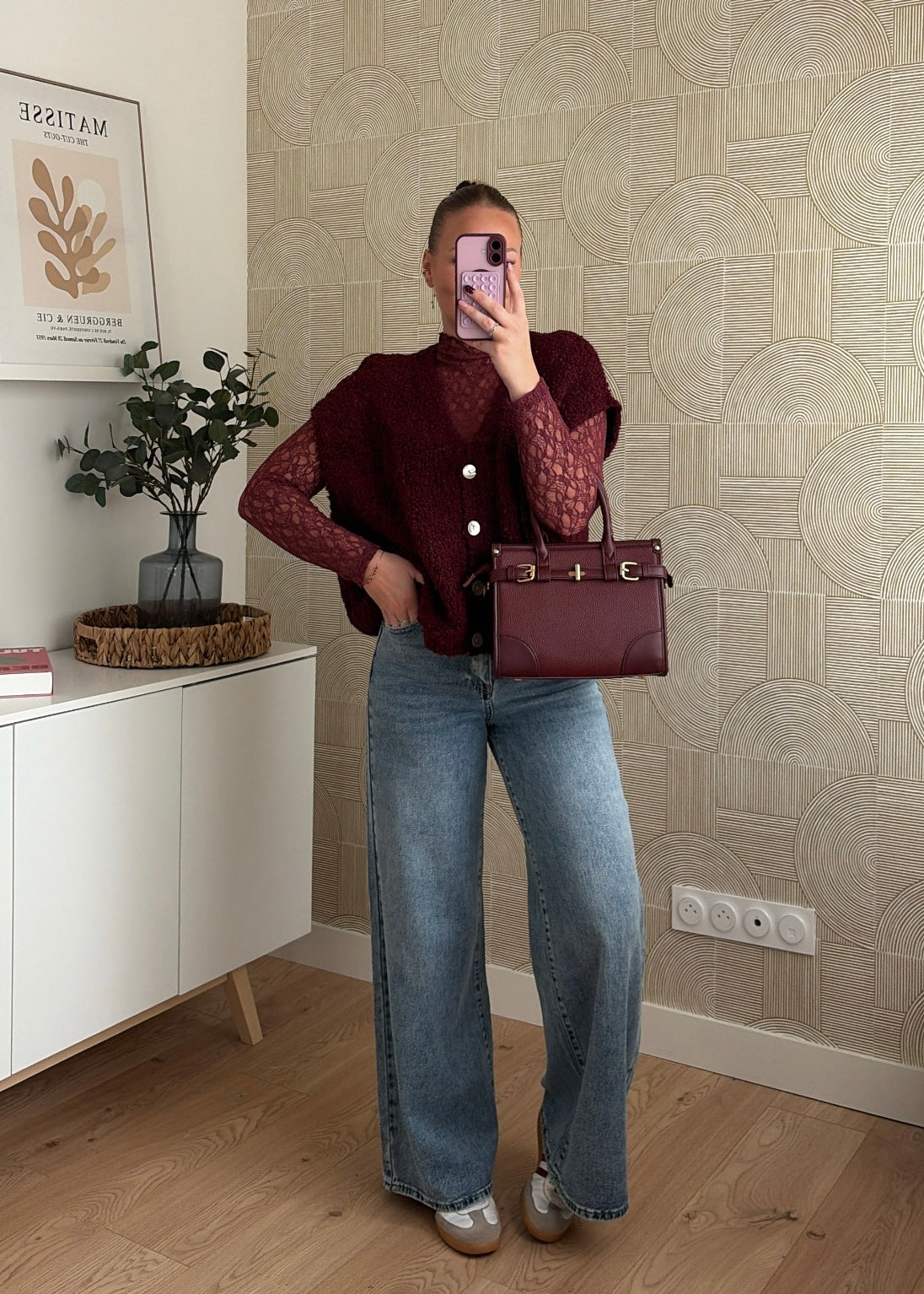 Gilet bouclette bordeaux - JOY
