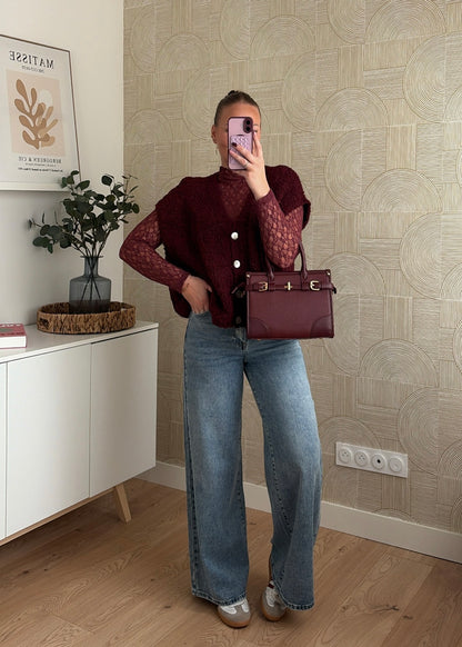 Gilet bouclette bordeaux - JOY