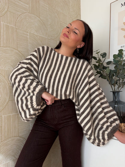 Pull rayé marron clair - ALIX