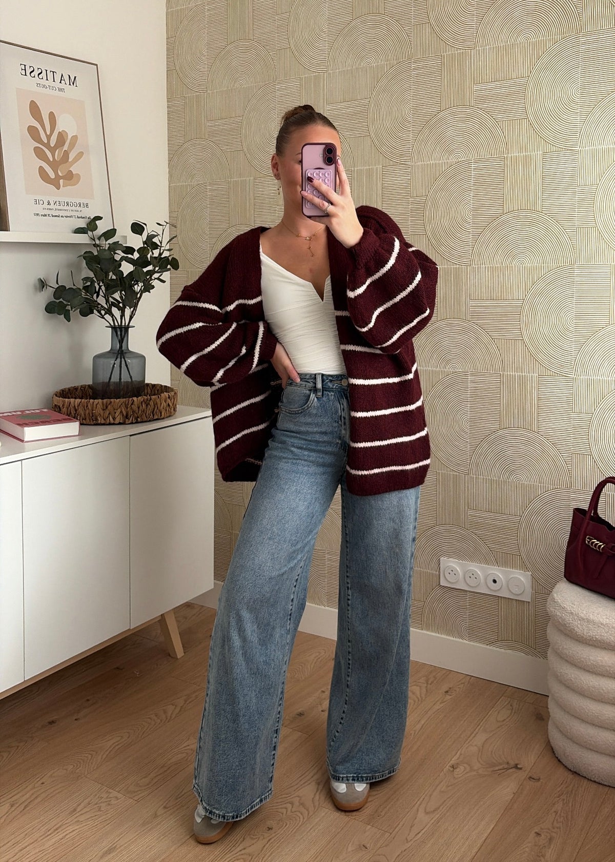 Gilet à rayures bordeaux - CÉLIA