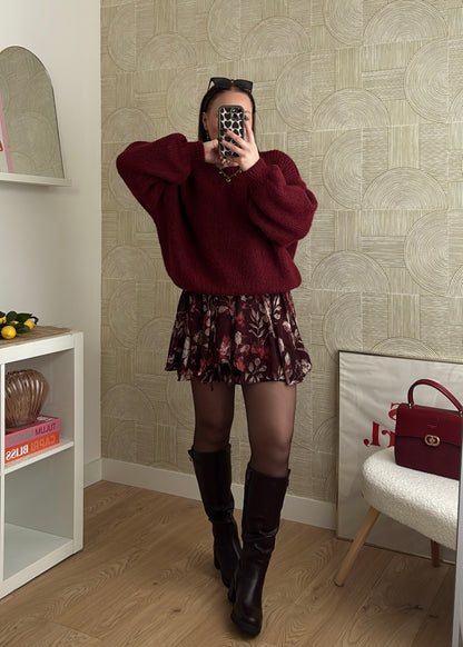 Robe florale bordeaux - LYDIA