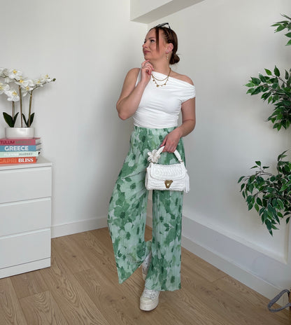 Pantalon plissé à fleurs vert OSIRIS