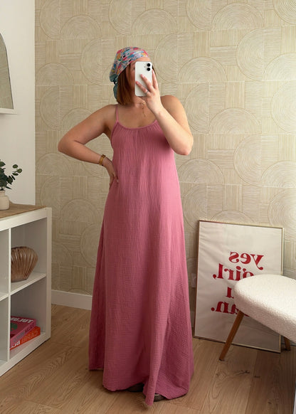 Robe longue rose - NAOMIE